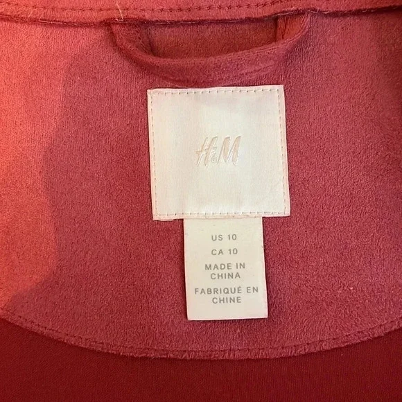 H&M NWOT Faux Suede Jacket Tie Belt Limited Edition, Size 10 - Picture 8 of 11